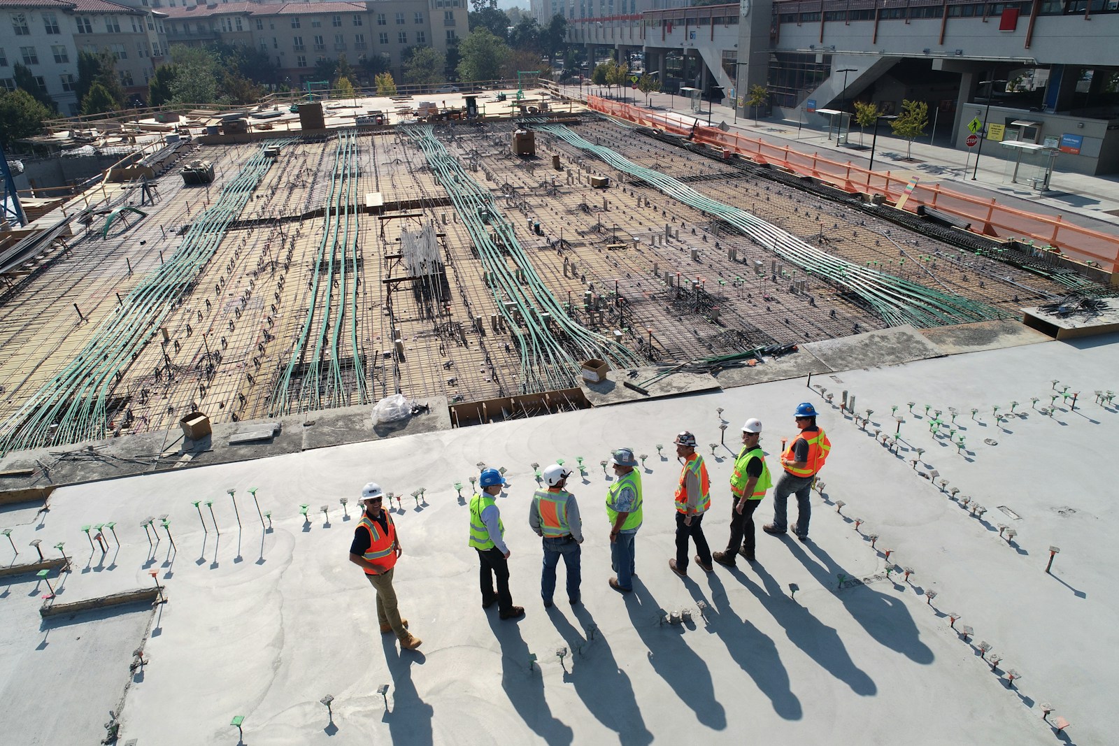 Active construction site showing reinforcement and civil building works